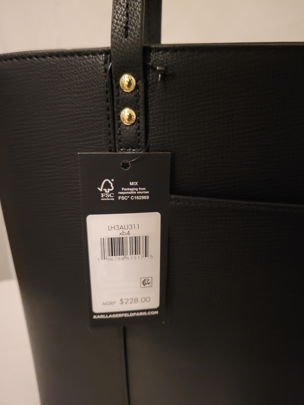 Karl Lagerfeld Black Tote Bag with Colorful KARL Charm - Picture 4 of 13